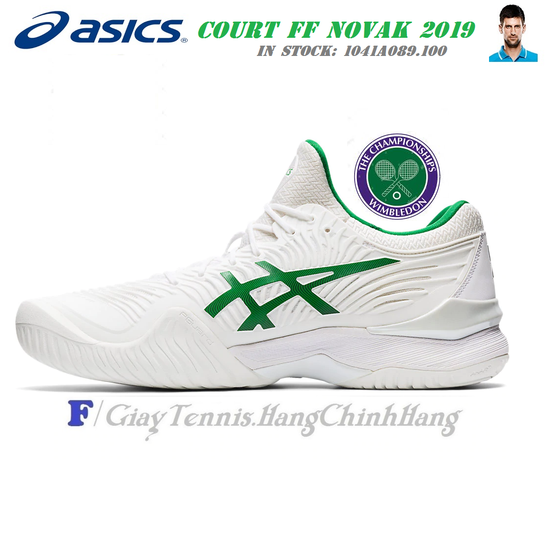 Giày Tennis Asics Court FF Novak Djokovic White/Green ...