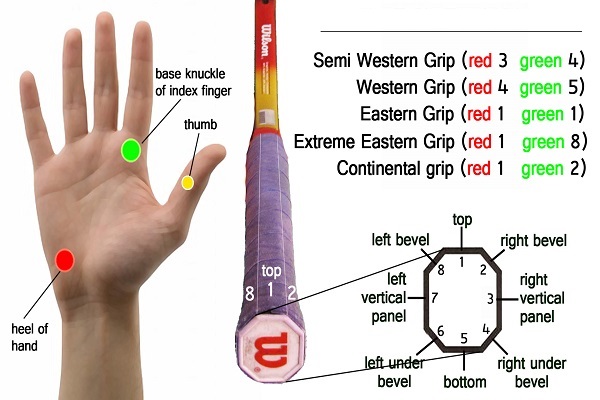 Các điểm trên tay và cách cầm thuận tay đúng vào cán vợt