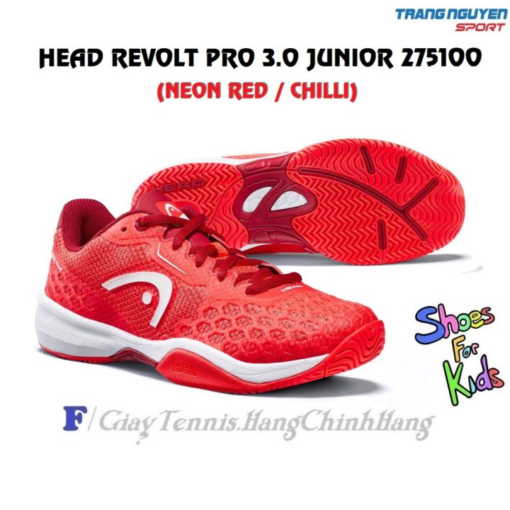 Giày Tennis Trẻ Em (KID) Head Revolt Pro 3.0 Junior (Neon Red / Chilli)