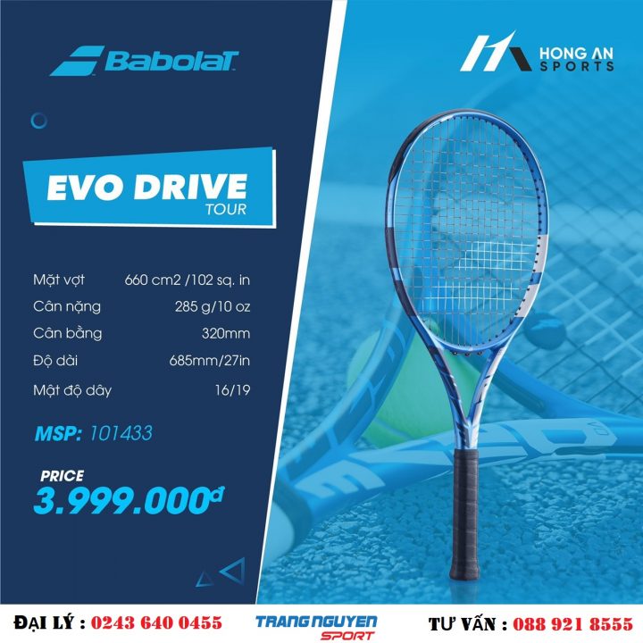 Vợt Tennis Babolat Evo Drive Tour 2021 (285gr)